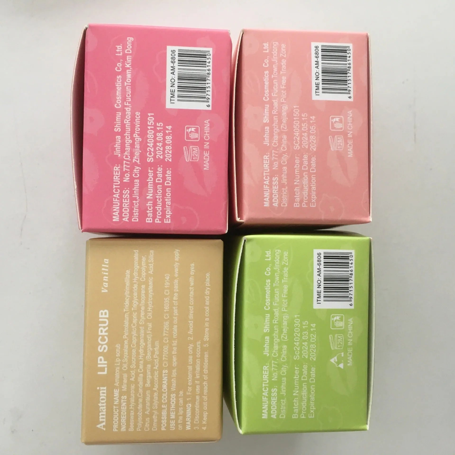 Amatoni fruit flavour lip scrub cream pot in 30g size with coconut, raspberry, vanilla, or watermelon options