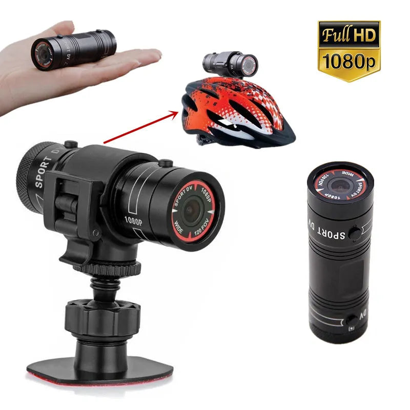 IP6 Sports Camera in Black with 120 degree wide angle lens and waterproof aluminium alloy shell