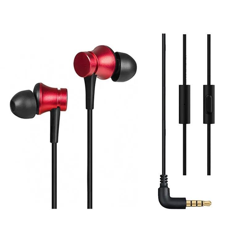 Piston wired in-ear headphones with 3.5mm gold-plated plug in black, blue, or red colour options