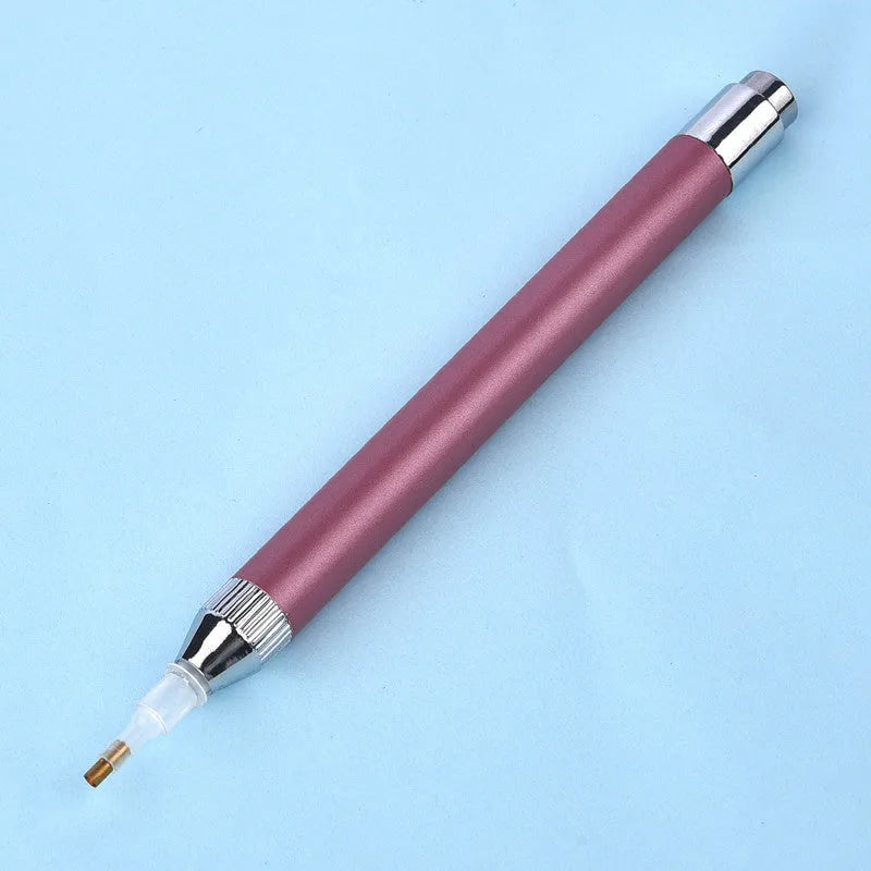 Aluminium alloy diamond painting drill pen with luminous tip in gold, red or blue colour options