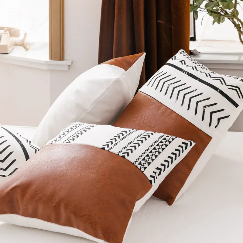Double sofa cushion set with PP cotton filling, cotton canvas cover, sizes 45cm and 35cm, printed styles