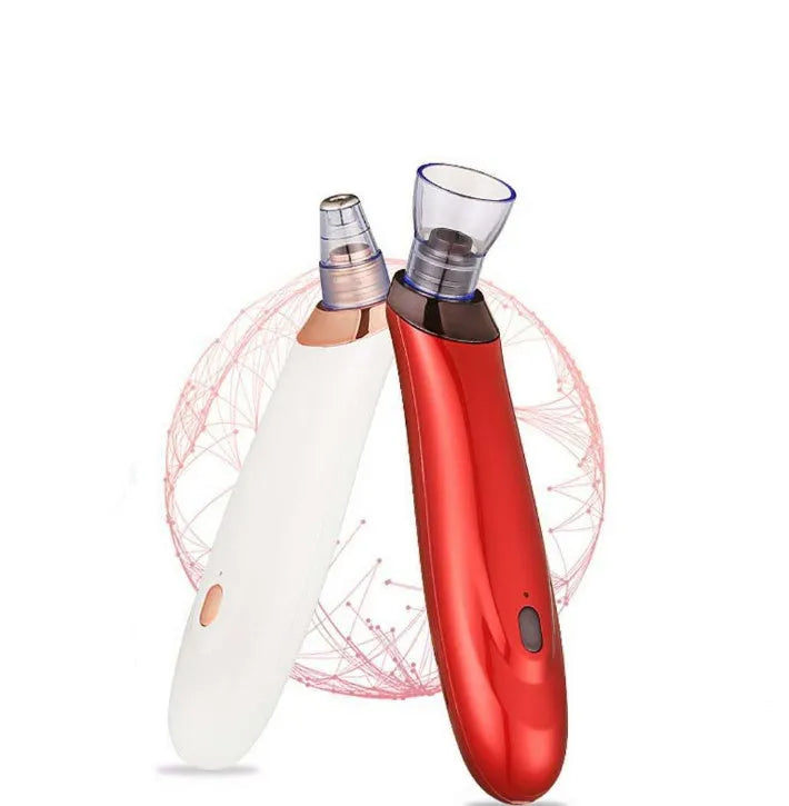 Electric blackhead remover device with five nozzle attachments in choice of colours