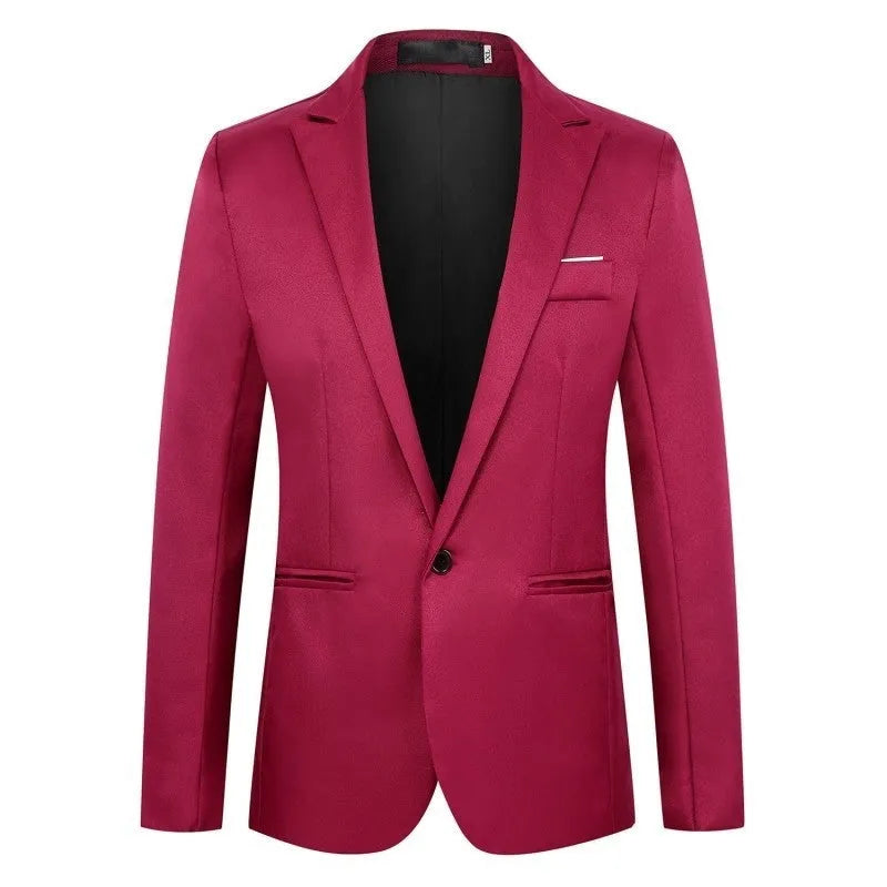 Men's loose fit wedding suit jacket in acetate fibre available in eight colours with Asian sizing