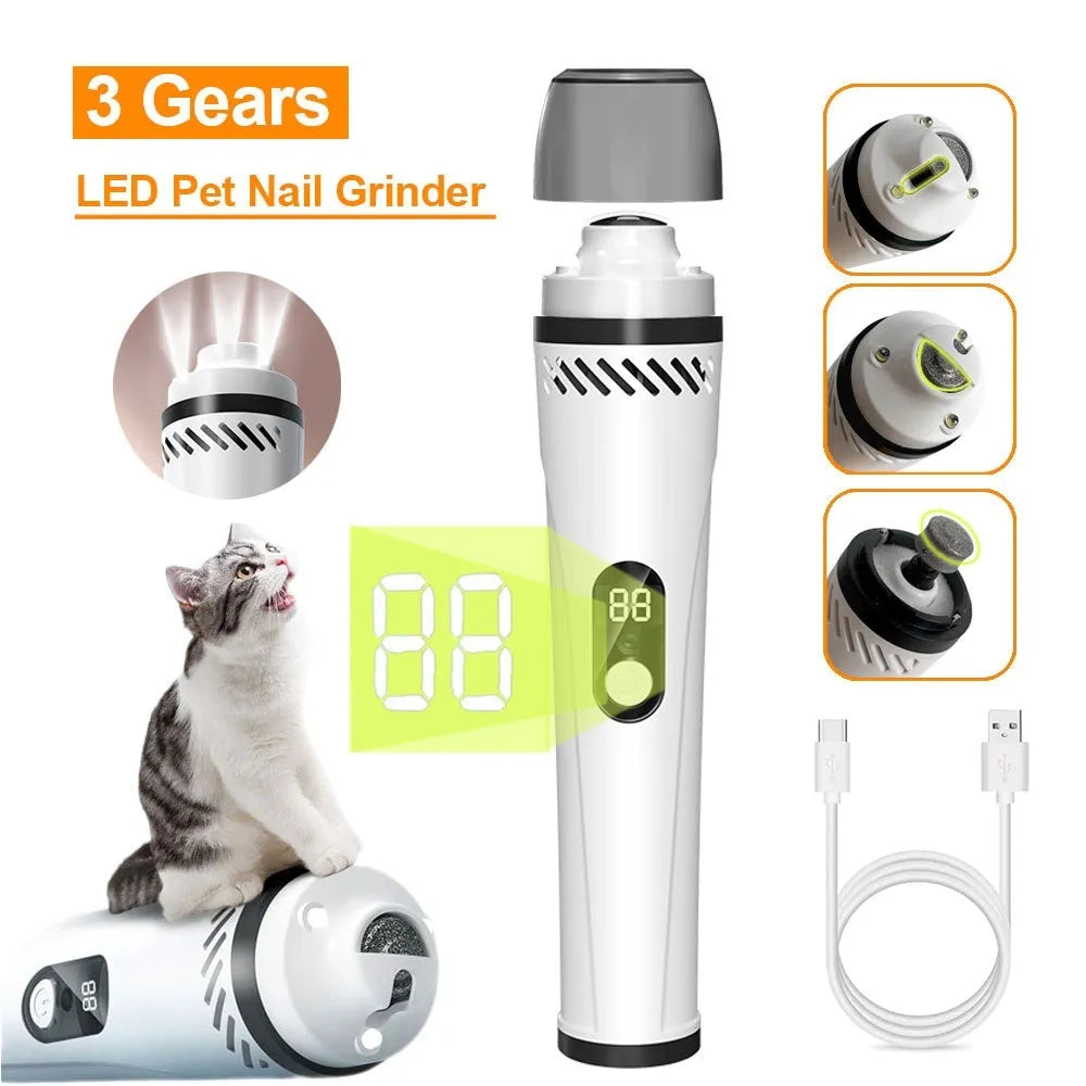Electric dog nail trimmer with LED digital display and dust collection port