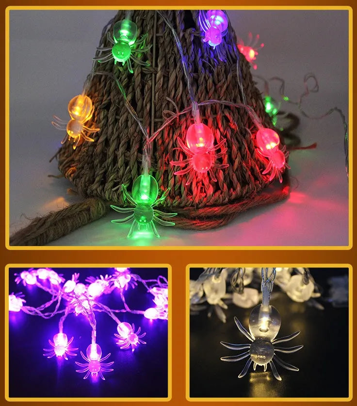 Halloween LED string lights with pumpkin, bat, and ghost lanterns on a 1.2 metre string