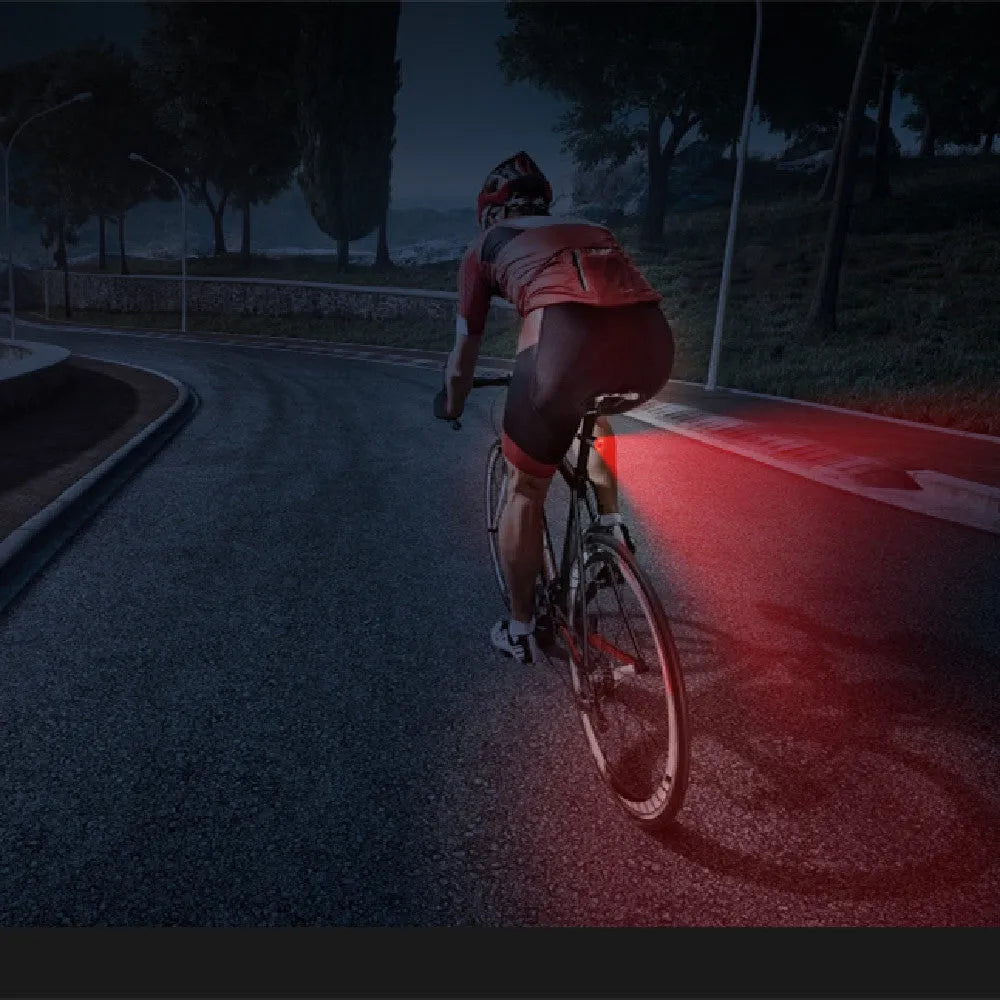 Black smart brake sensing USB rechargeable bicycle taillight with aluminium alloy shell.
