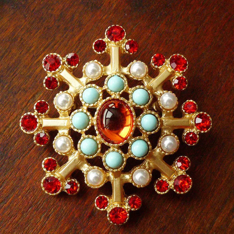 Retro baroque vintage brooch in zinc alloy with diamond shape, showing eight style options from 2cm to 5.5cm dimensions.