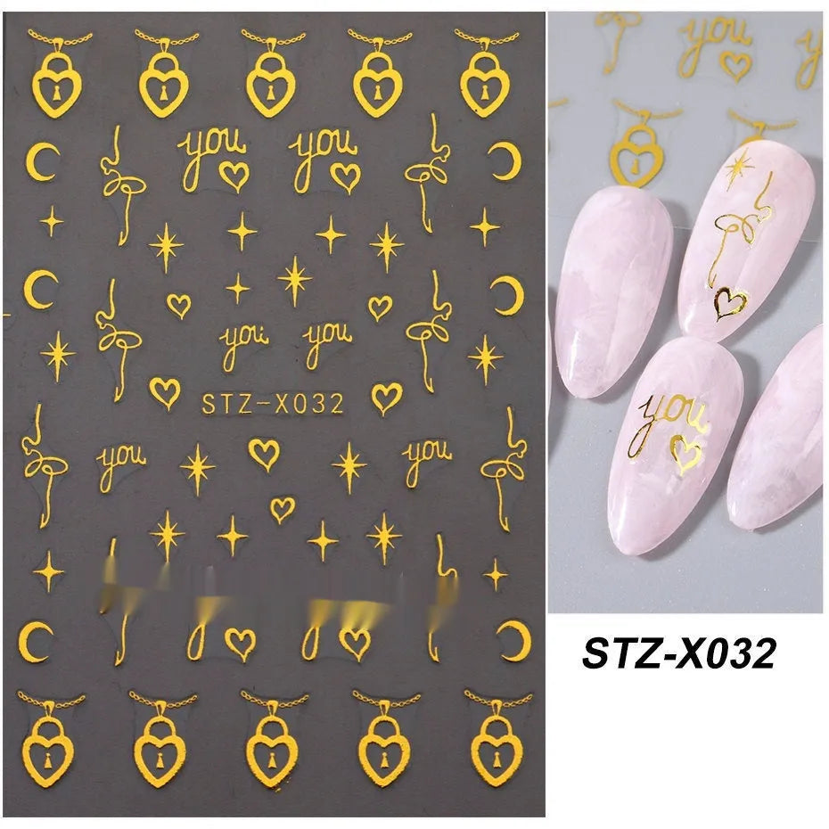 Sheet of black and silver stripe nail art stickers from a cartoon series for DIY manicures.