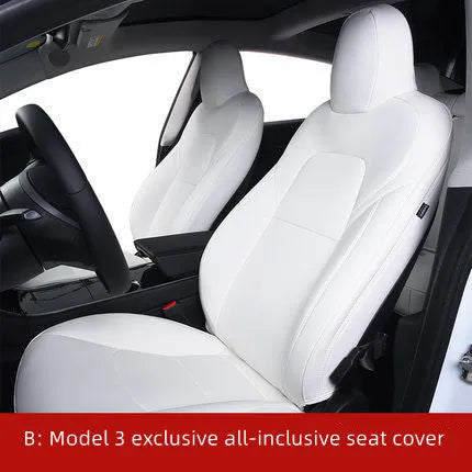 Tesla Model 3 and Model Y PVC seat cover set in black or white for interior protection.