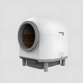White automatic litter box for cats with enclosed design and self-cleaning system