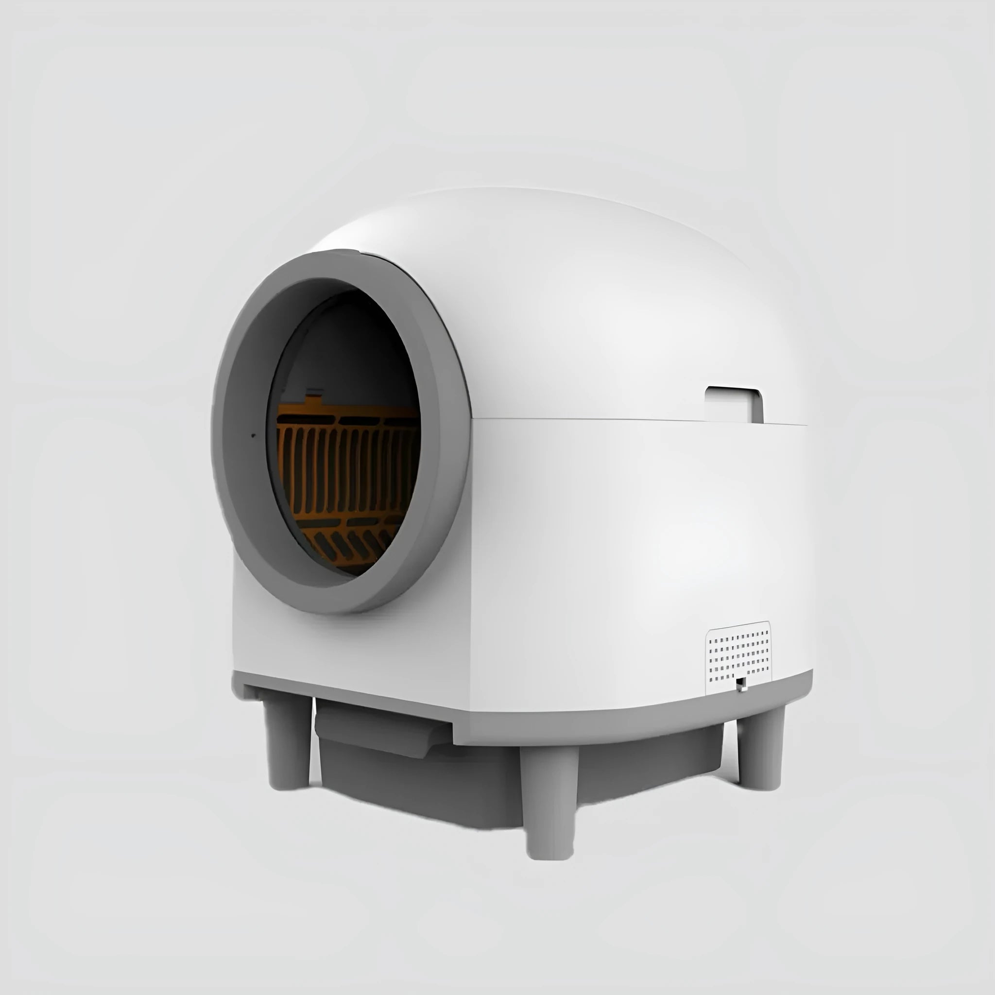 White automatic litter box for cats with enclosed design and self-cleaning system