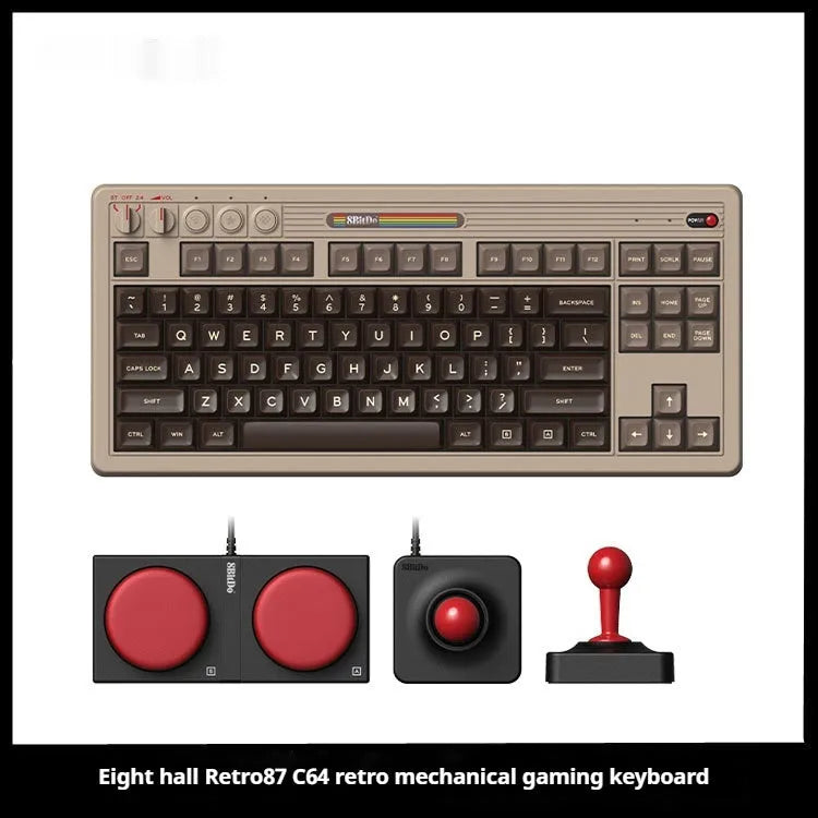 Retro87 C64 mechanical gaming keyboard with rocker design and wireless Bluetooth connectivity