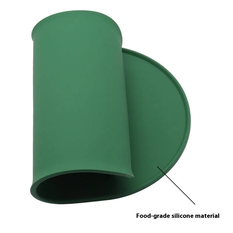 Silicone waterproof cat meal placemat in green colour showing size dimensions