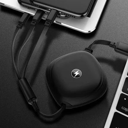 3 in 1 telescopic charging cable extended to 120cm with titanium connectors