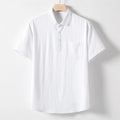 Men's linen t-shirt in hemp blend fabric with loose lapel design and short sleeves