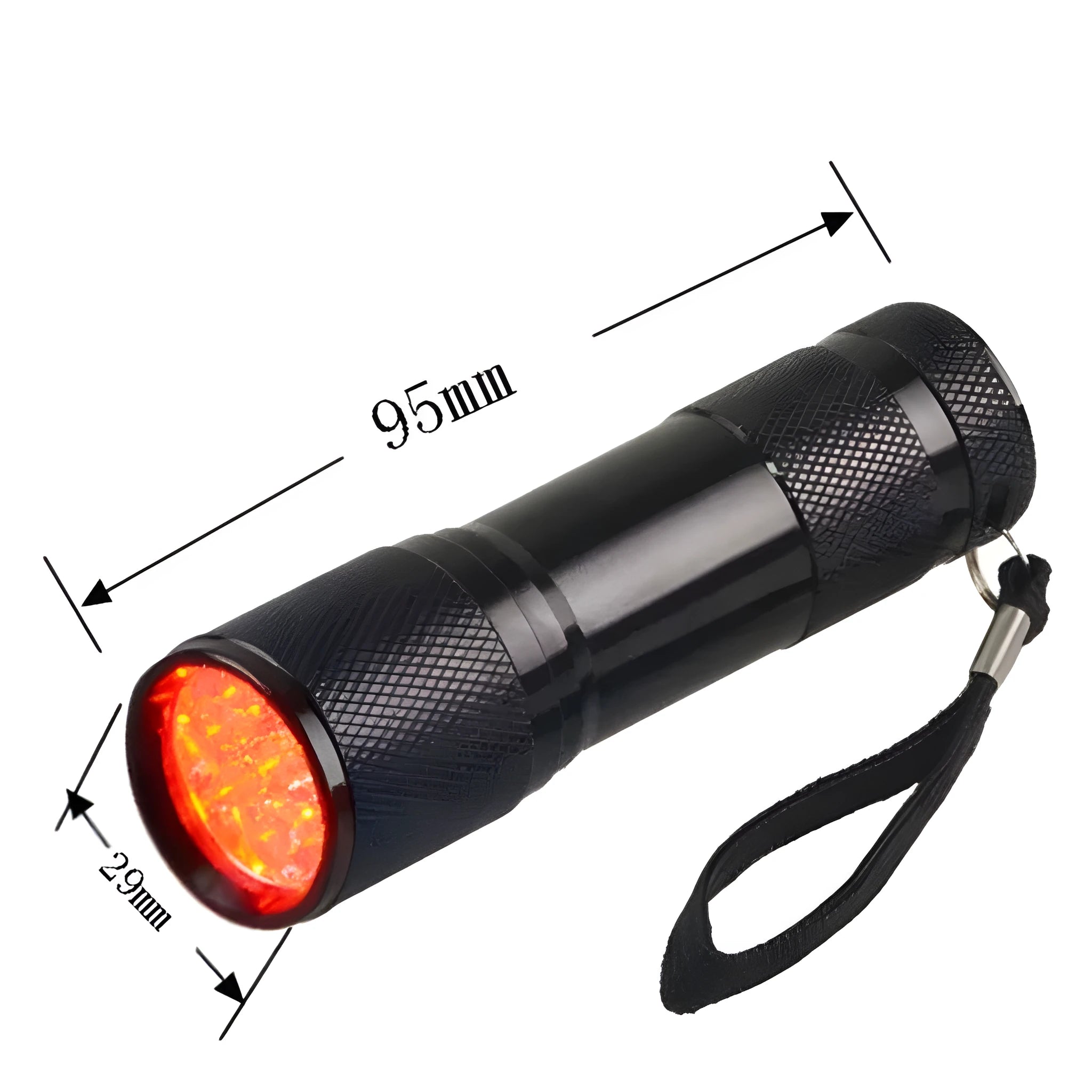 Black aluminium alloy Smart Vein Locator medical device showing red LED illumination for vein identification