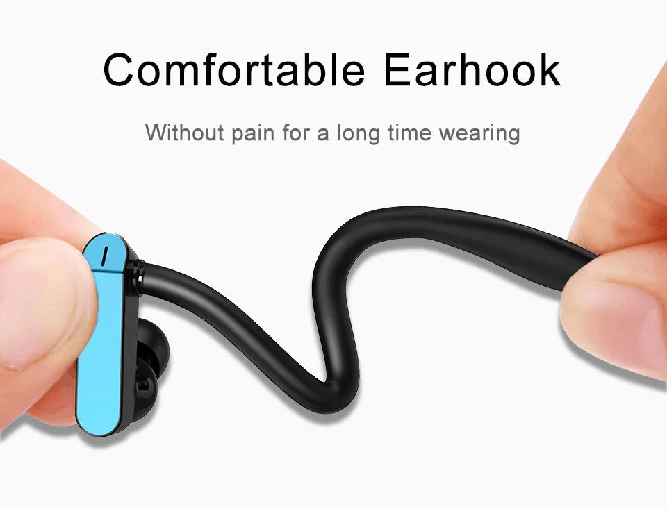 Sport ear hook earbuds with flexible hooks and gel silicone tips in black blue colour variant
