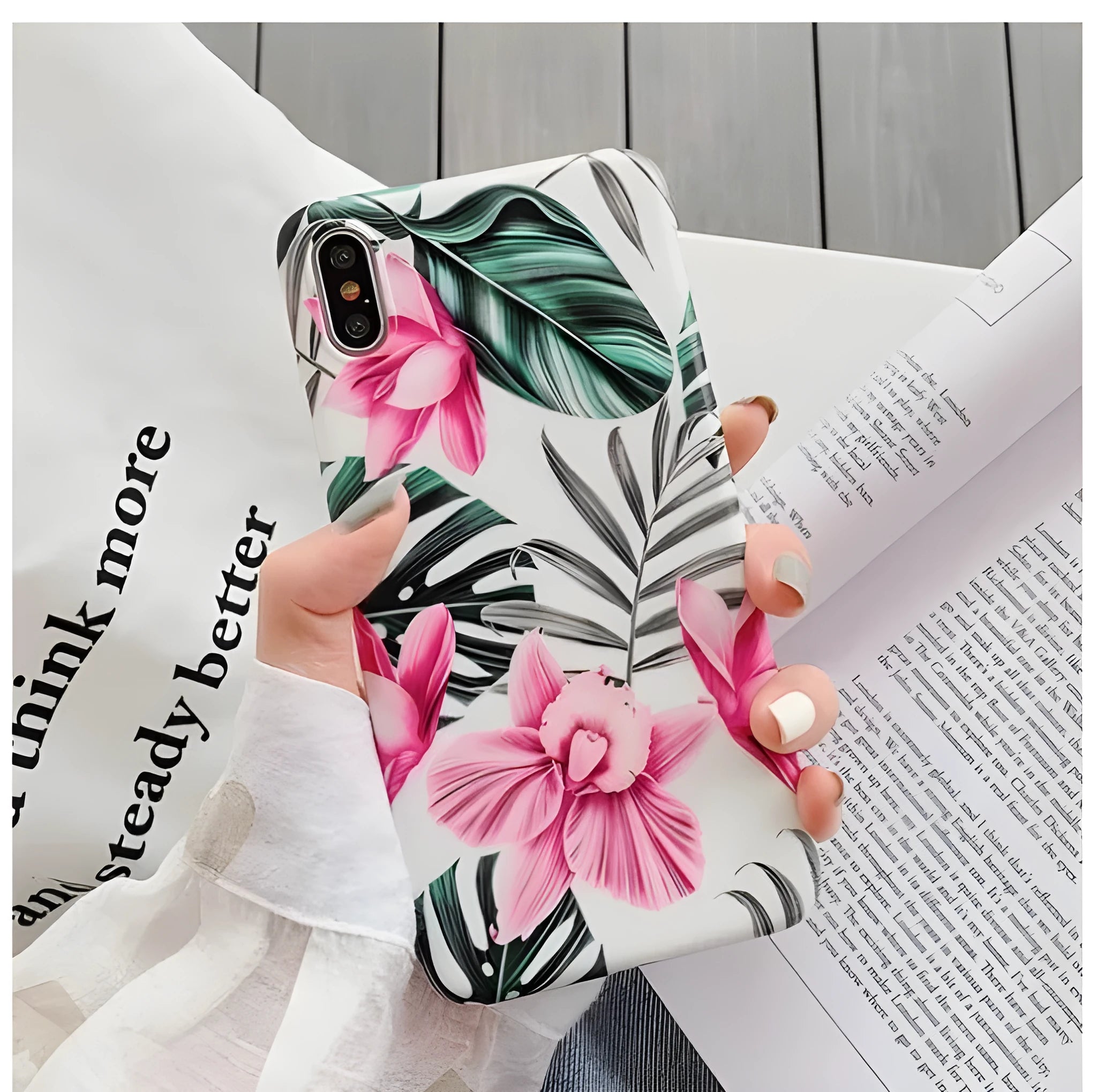 Pink floral pattern TPU back cover case for iPhone