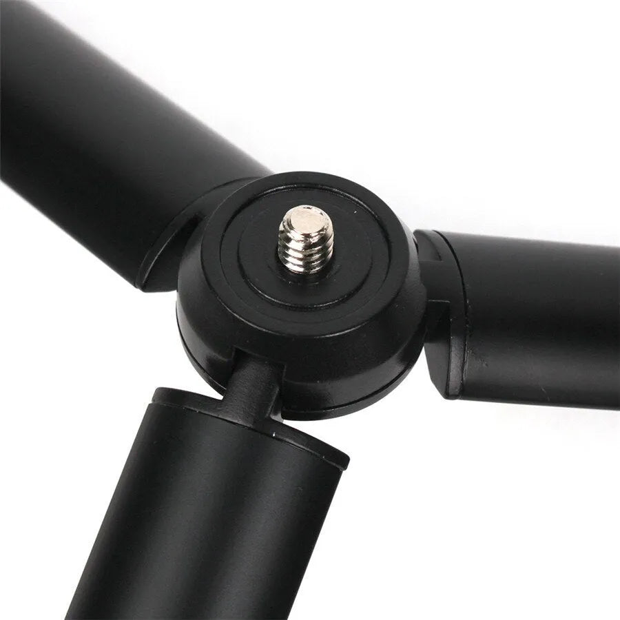 Black aluminium alloy mobile phone tripod compatible with iPhone photography and video stabilisation