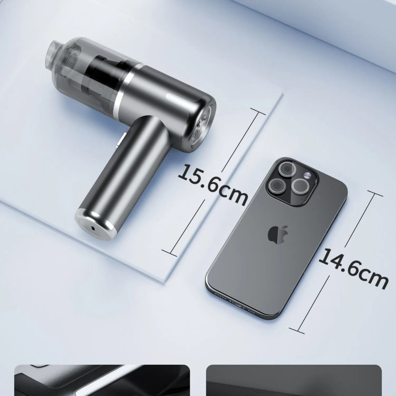 Wireless handheld car vacuum cleaner with brush attachment and Type-C charging cable