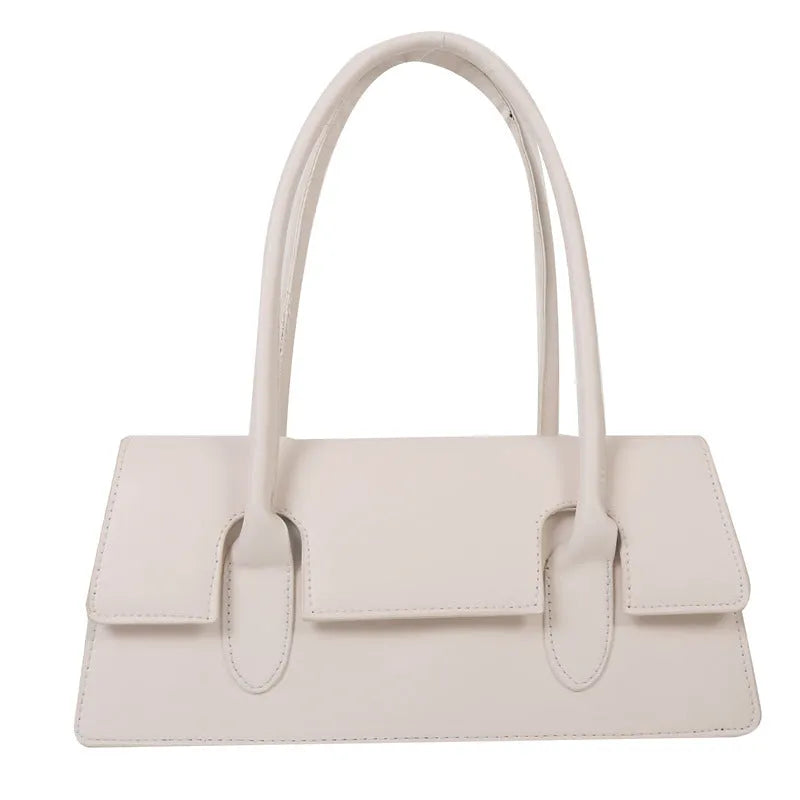 Women's small square PU shoulder bag with single strap in horizontal rectangular shape