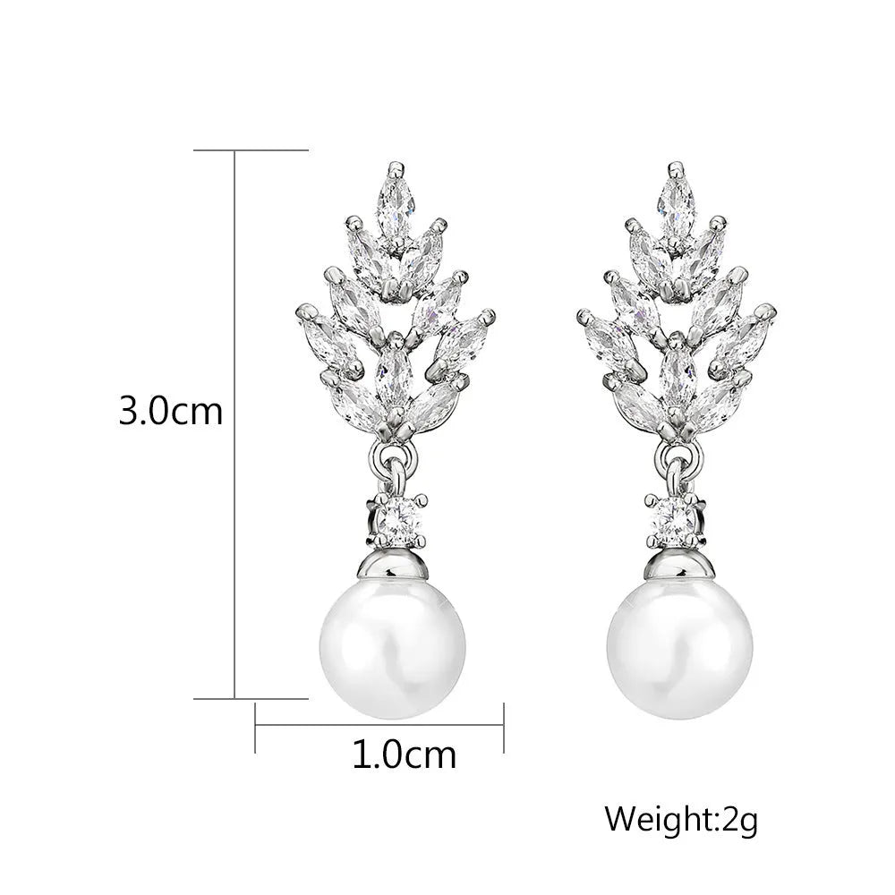 Geometric floral earrings with micro inlaid zircon in three plating options
