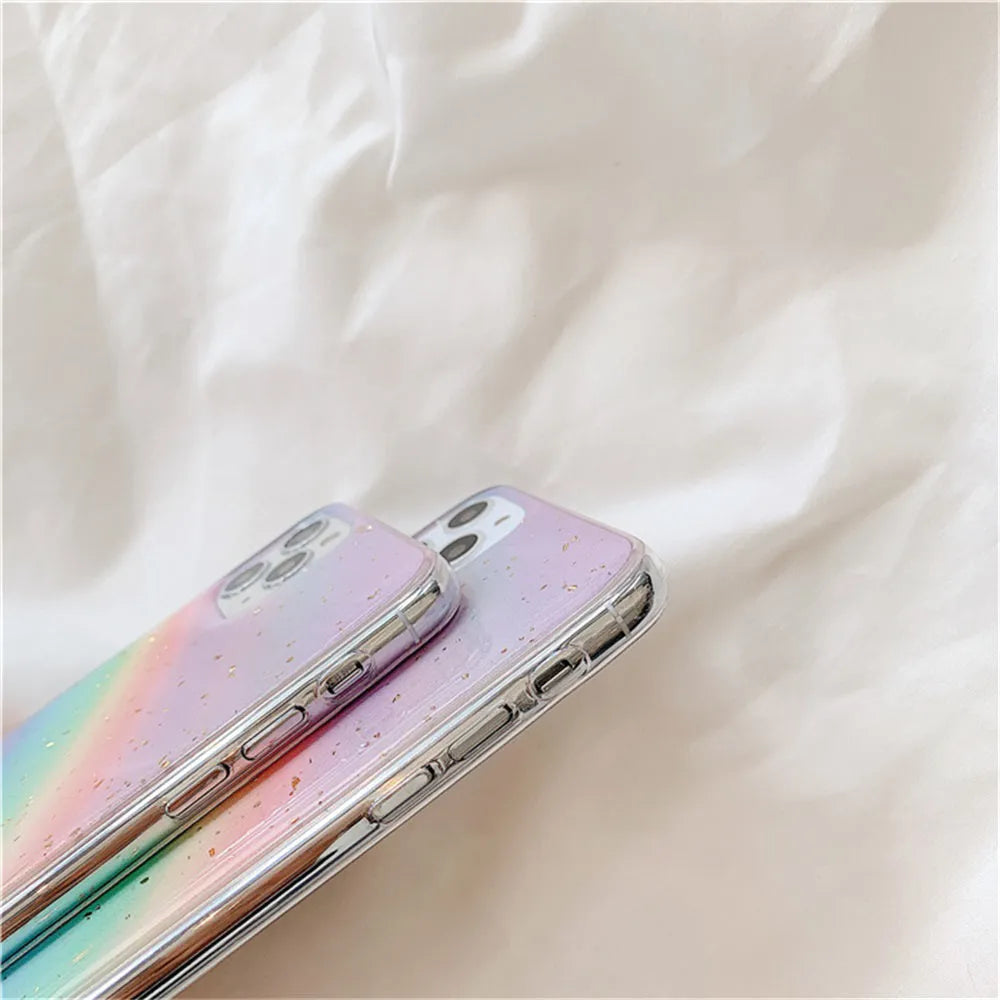 Rainbow gradient stripe design TPU protective case for iPhone models