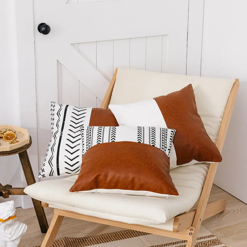 Double sofa cushion set with PP cotton filling, cotton canvas cover, sizes 45cm and 35cm, printed styles