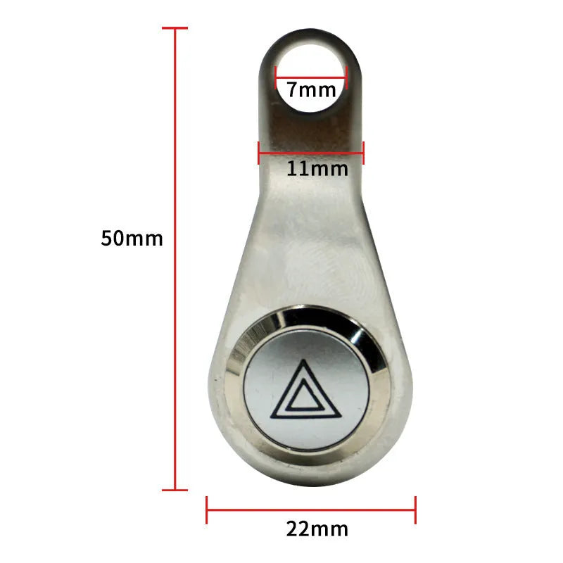 Black stainless steel motorcycle double flash switch with illuminated light ring and 7mm mounting