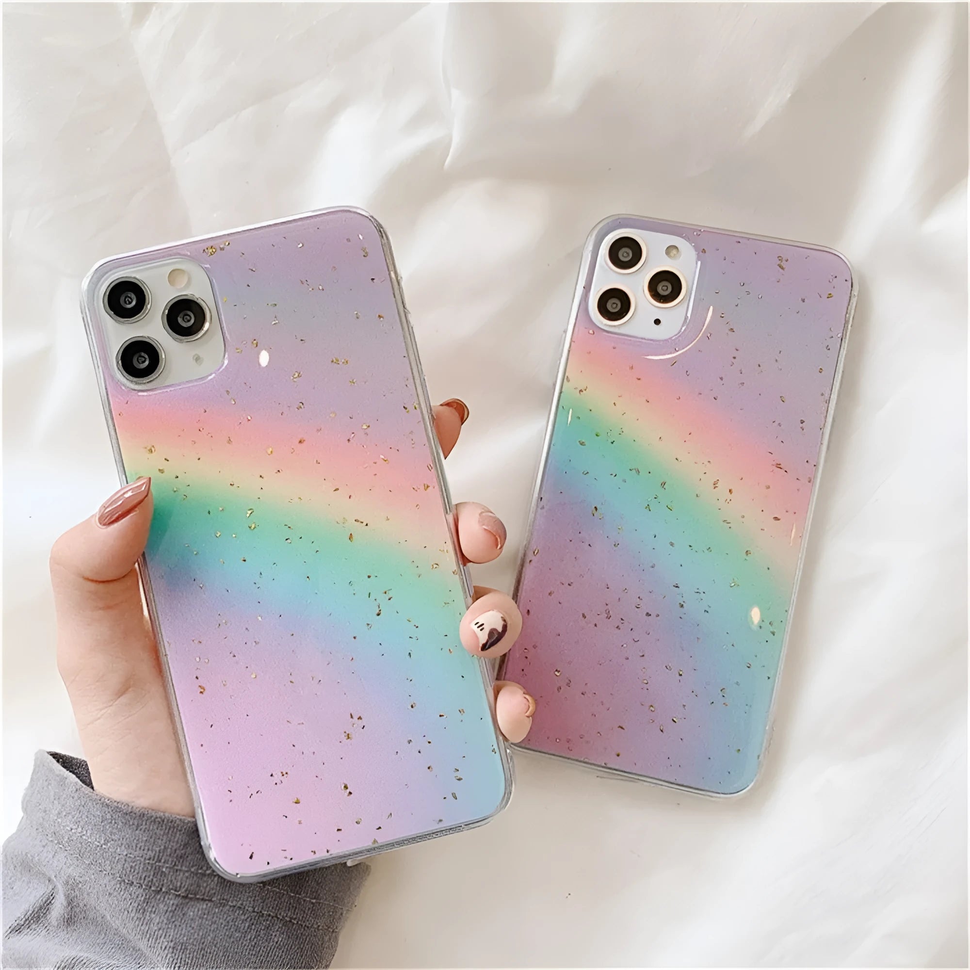 Rainbow gradient stripe design TPU protective case for iPhone models