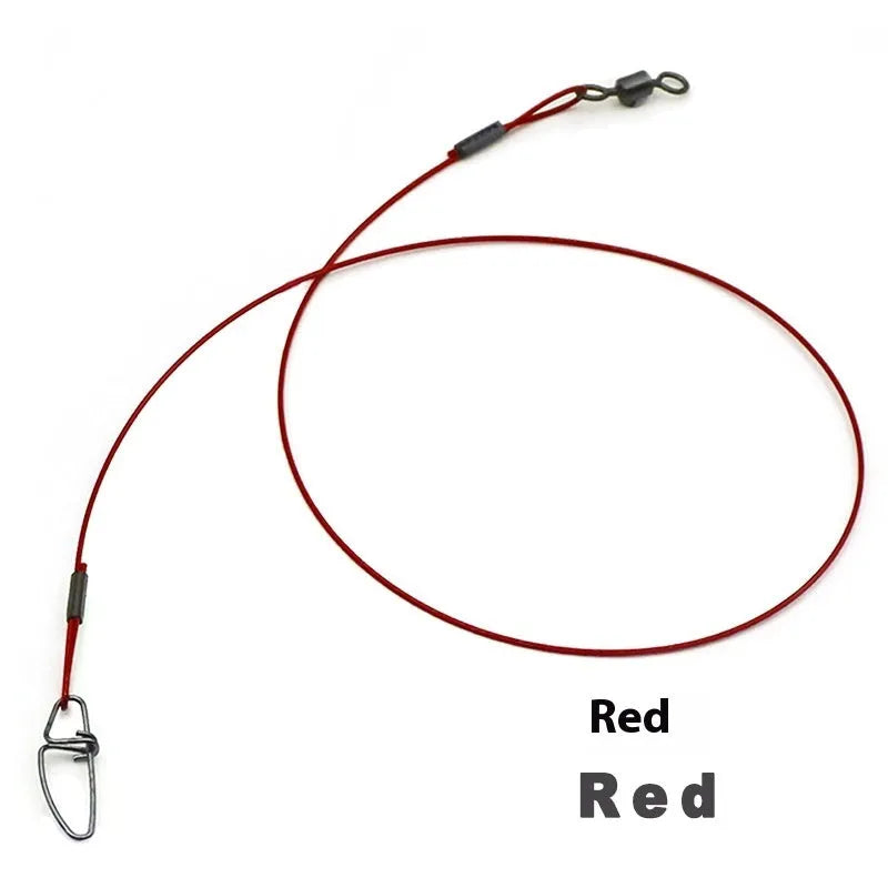54cm steel wire fishing accessories with double buckle pin in green, black or red colours