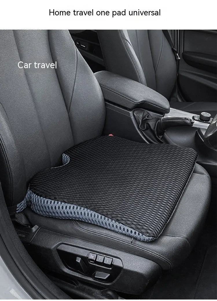 Memory foam car cushion with adjustable strap in regular size on office chair