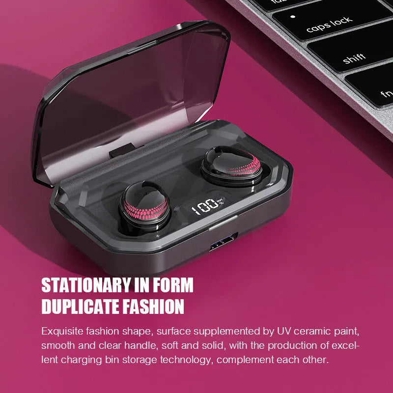 Black X10 Bluetooth wireless earbuds with charging case showing 150×100×40mm dimensions