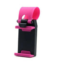 Black steering wheel phone clip mount holding smartphone for car navigation