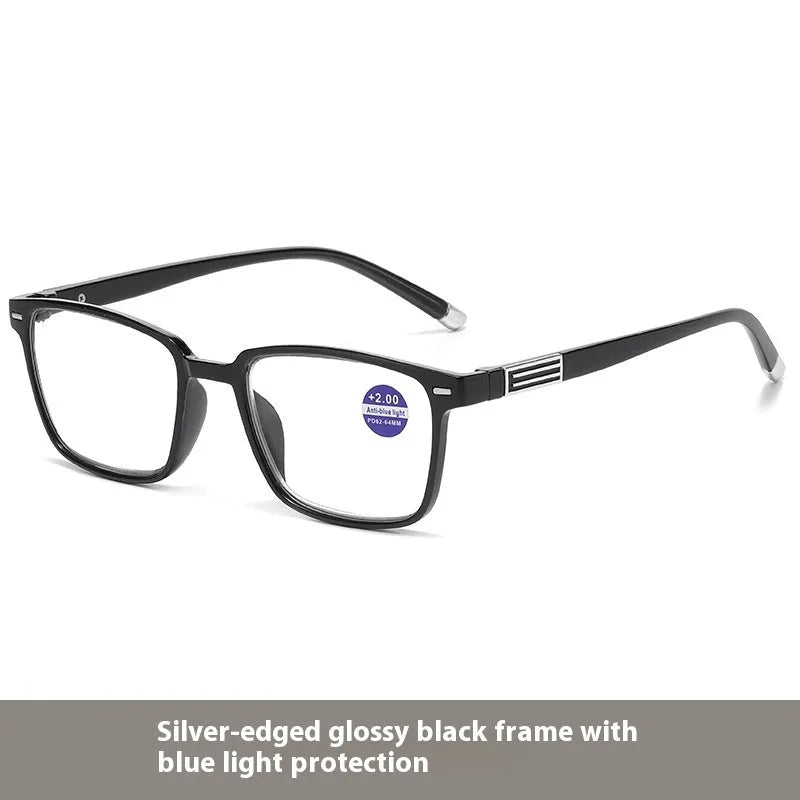 Multifocal reading glasses with anti-blue light and colour-changing lenses in various frame colour options