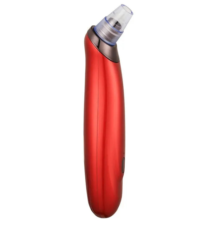 Electric blackhead remover vacuum pore cleaner with black nozzle, compact 18 cm handheld device
