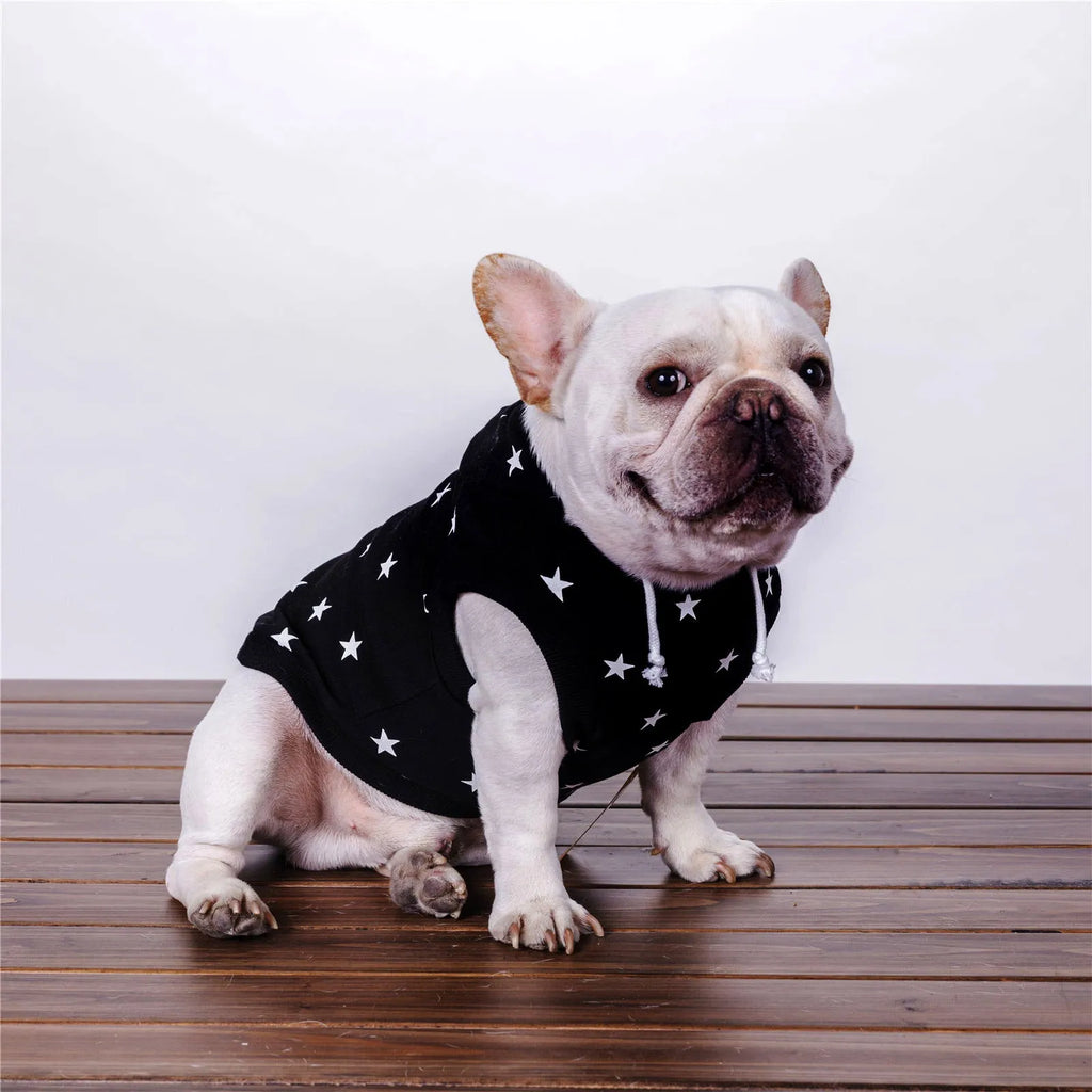 Black cotton printed pet sweater for dogs and cats, casual style