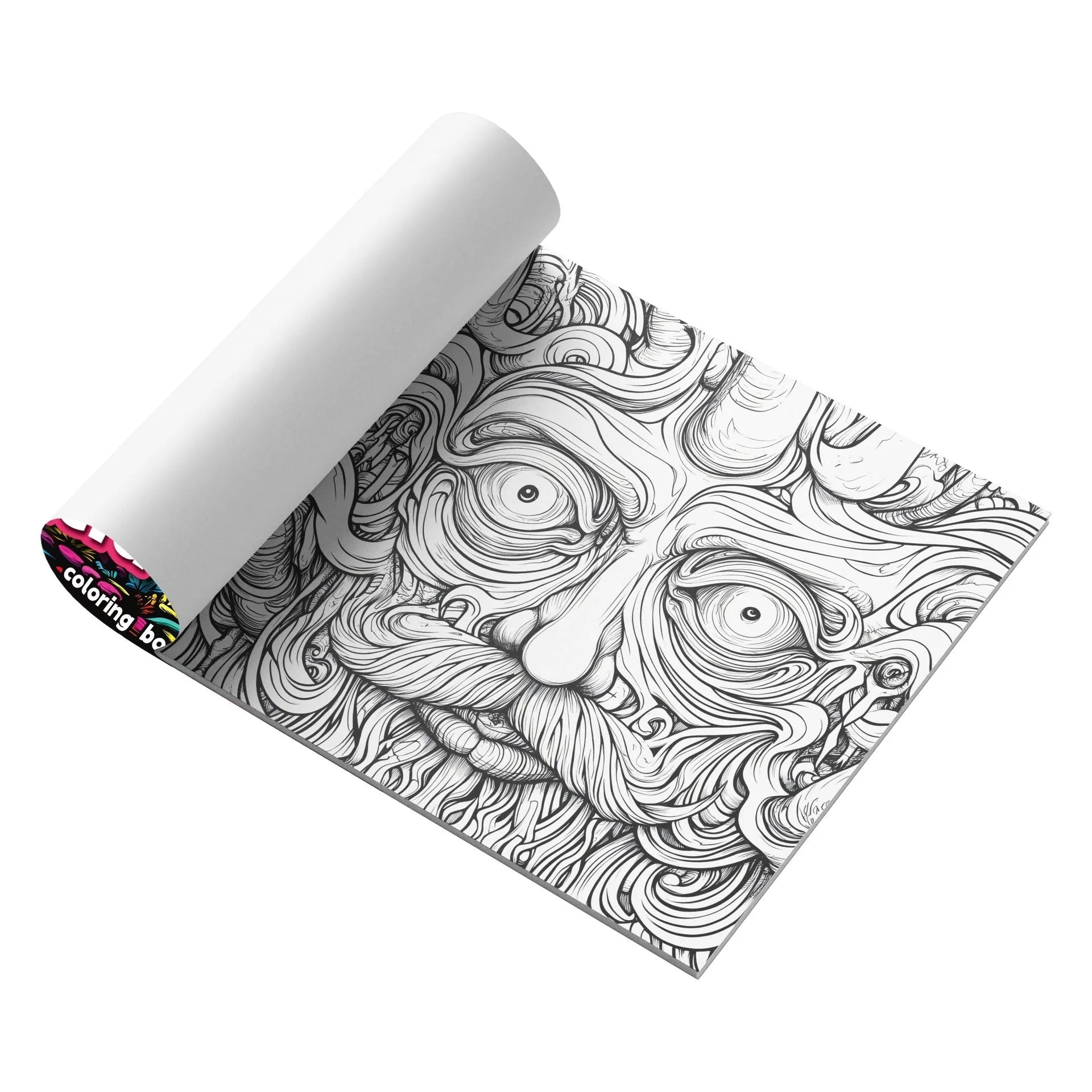 Acid tour coloured Creative Painting Book showing its 200mm length and paper pages.