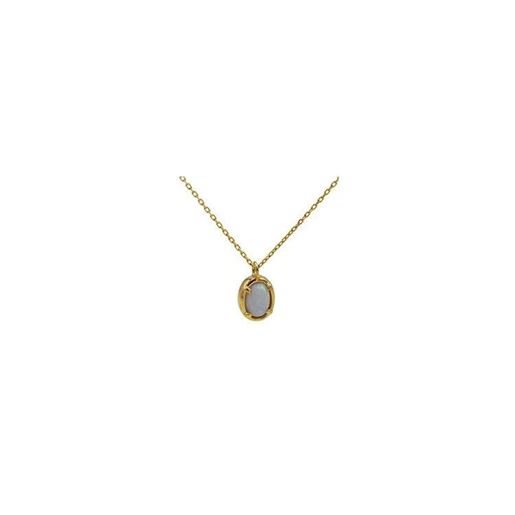 Geometric jelly opal pendant on a chain, made from 925 silver with gold or white gold plating.