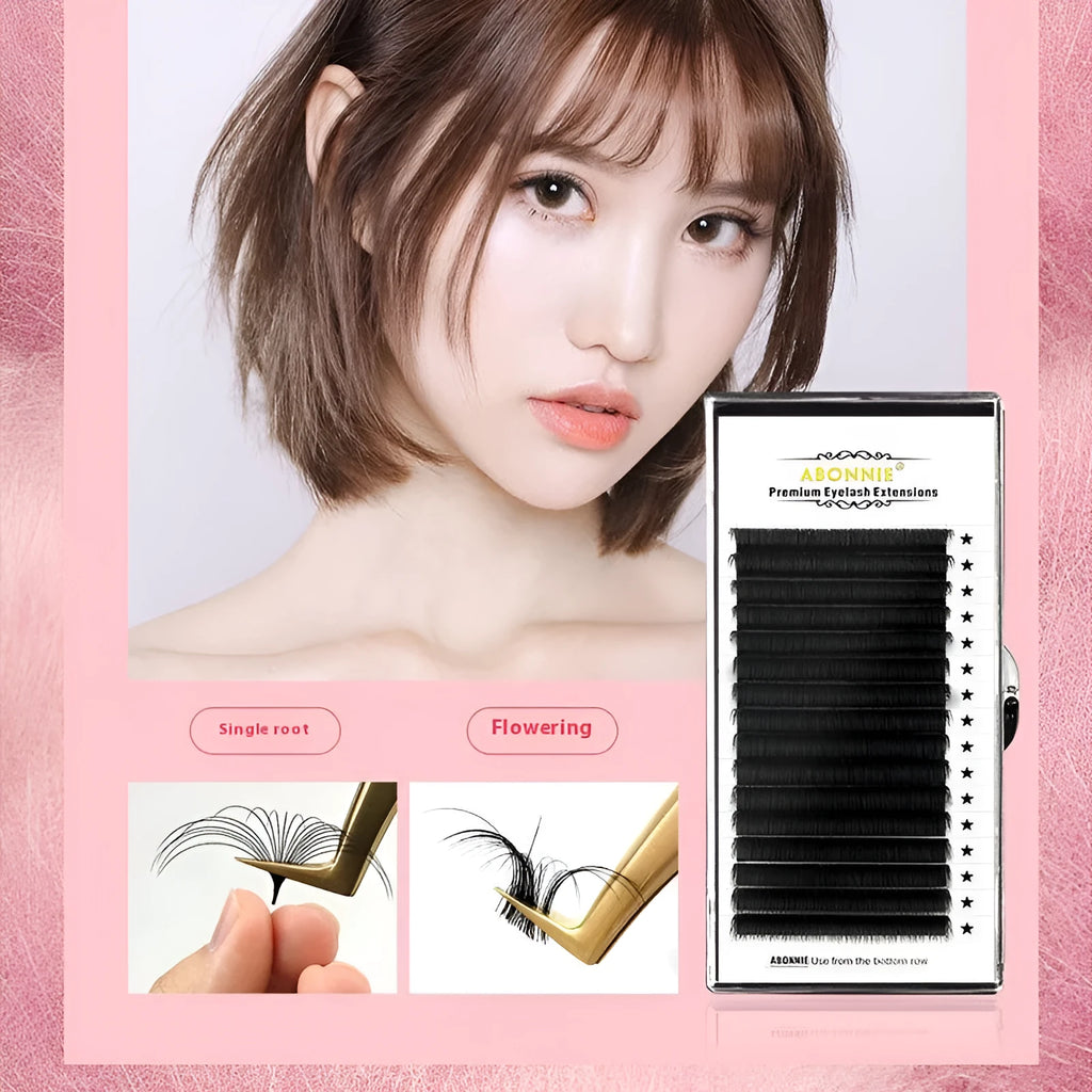 16-row dense false eyelashes made from mink hair on a matte wool band, showing length options from 8mm to 18mm.