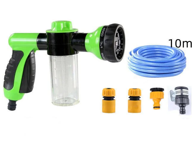 Green high pressure foam spray gun with adjustable nozzle for car washing and garden watering