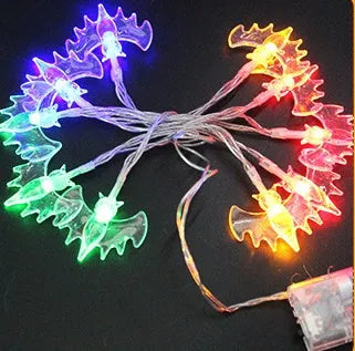 Halloween LED string lights with pumpkin, bat, and ghost lanterns on a 1.2 metre string