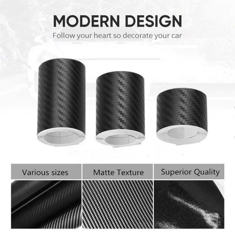 Matte carbon fibre adhesive protection roll for car door sills in various width options