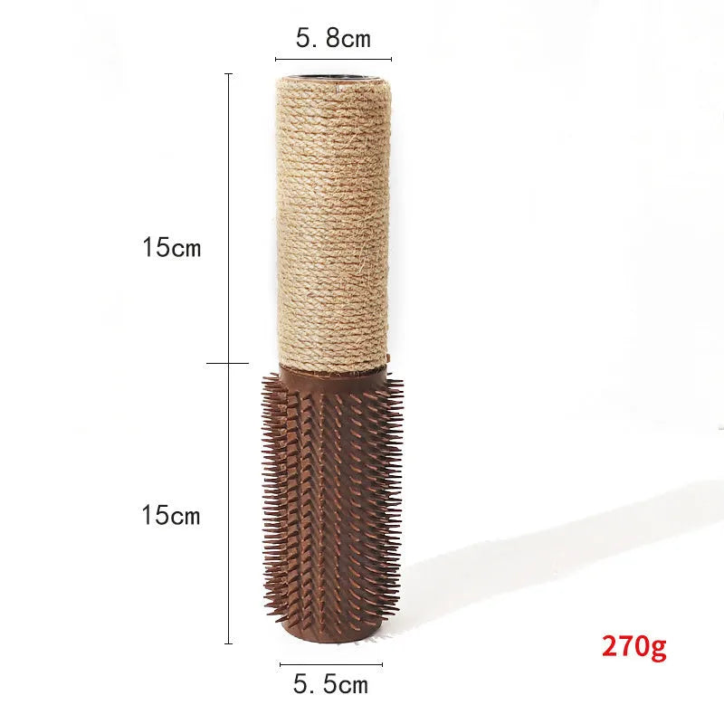 Brown or grey sisal scratching post for cats, measuring 30cm tall.