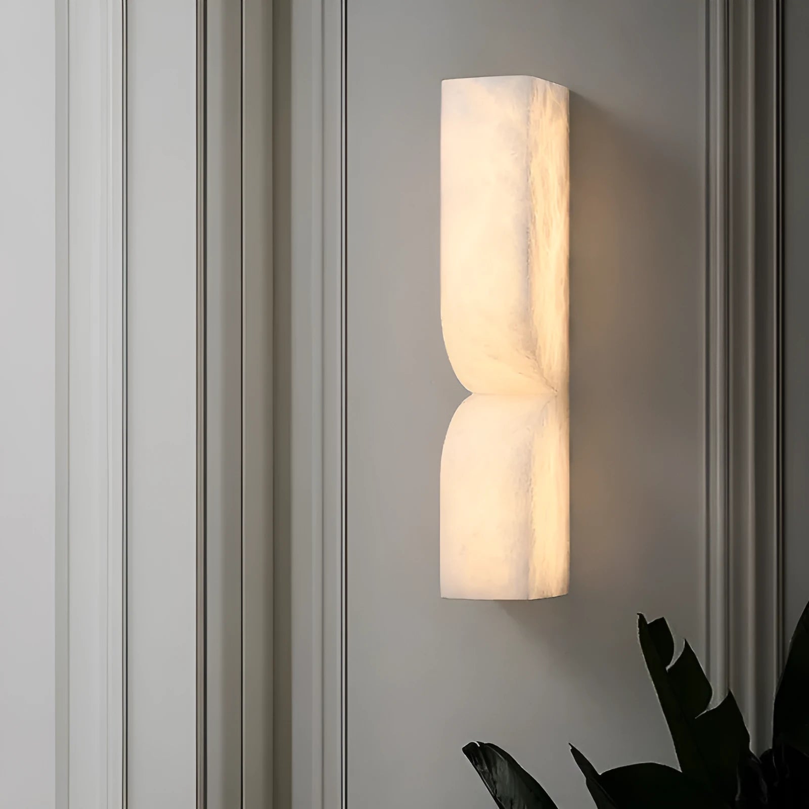 Copper wall-mounted lamp strip with warm light illumination in Nordic design