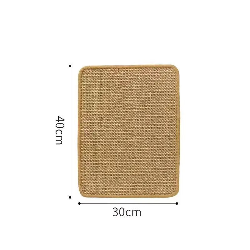 A sisal fabric cat scratch board in a pastoral style, shown in two available sizes.
