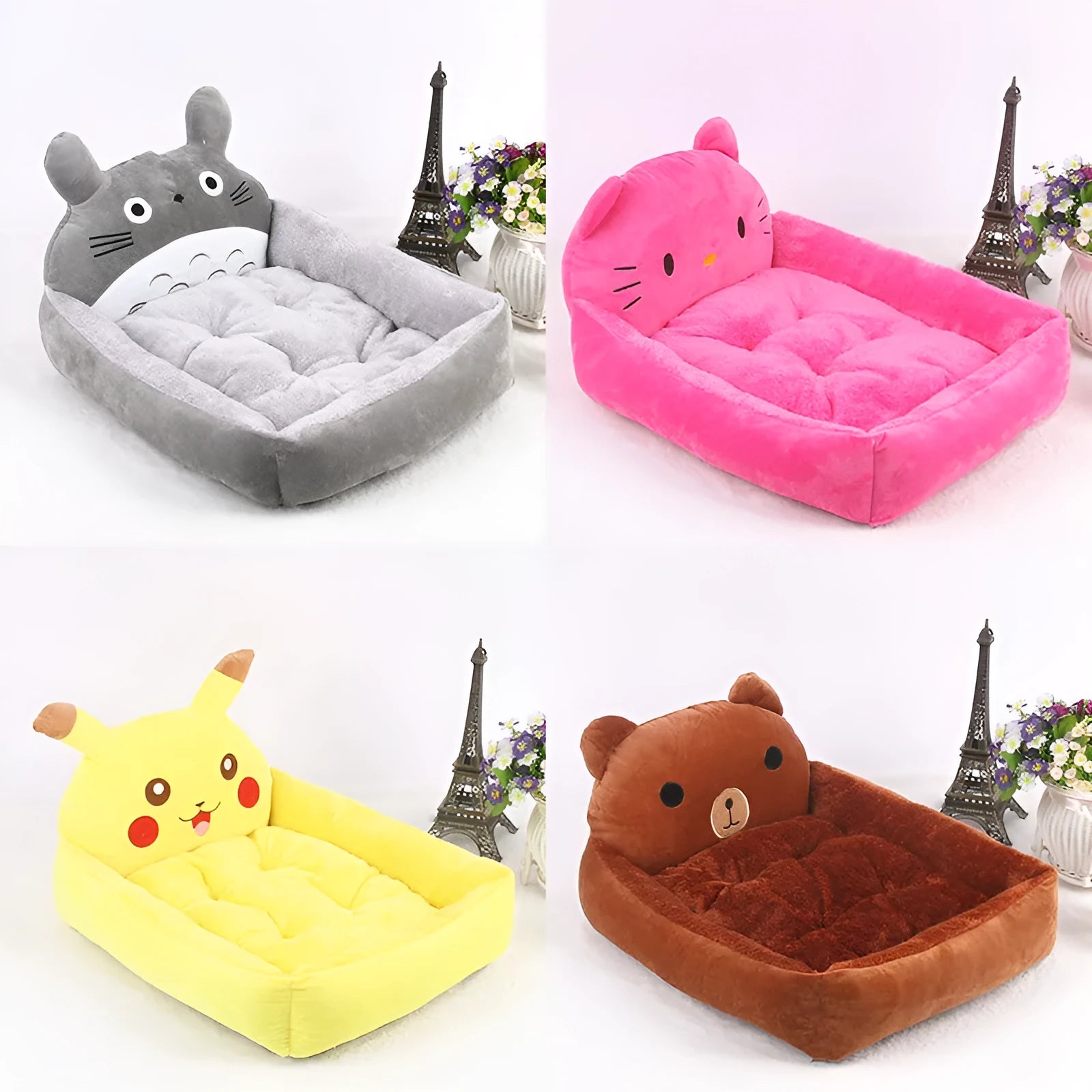 A cartoon-style washable pet bed sofa for small dogs and cats, shown in a blue colour.