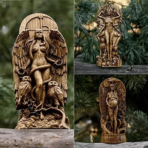 Synthetic resin Greek goddess statue for pagan altar or garden, 22cm tall.