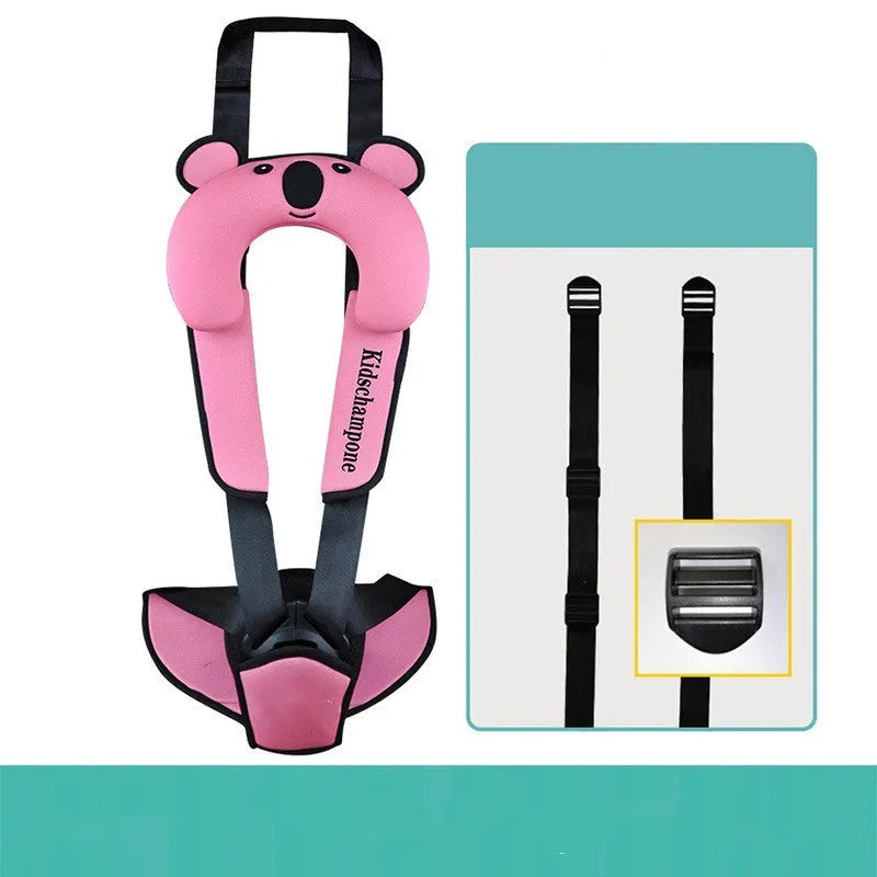 Portable child car safety seat belt retainer in polyester fabric with 33x22x9.5cm dimensions