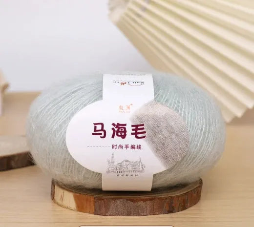 Hand-woven mohair wool ball for DIY scarf knitting projects in multiple colour options
